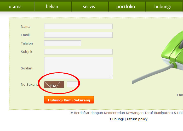 Membina Contact Form Bersama Captcha (Kod Sekuriti)